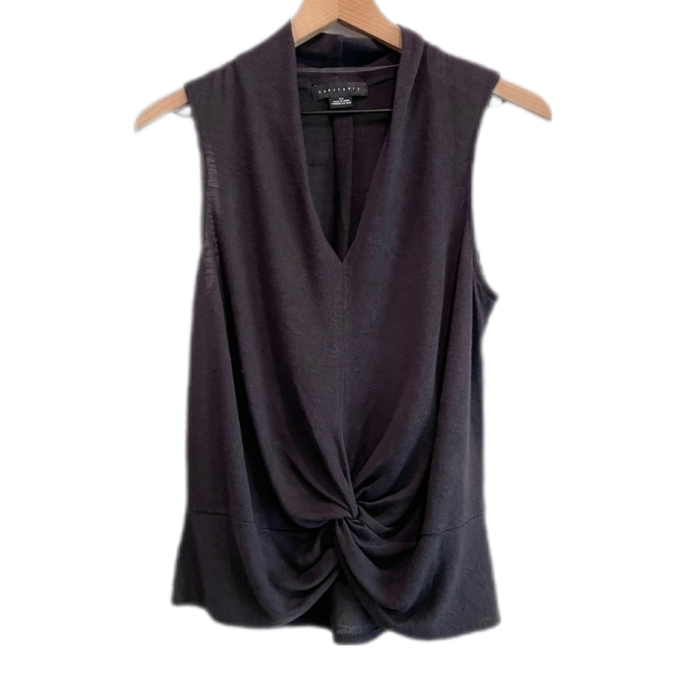 Anthropologie Sanctuary Lightweight Black Twist Front V Neck Tank Top Small